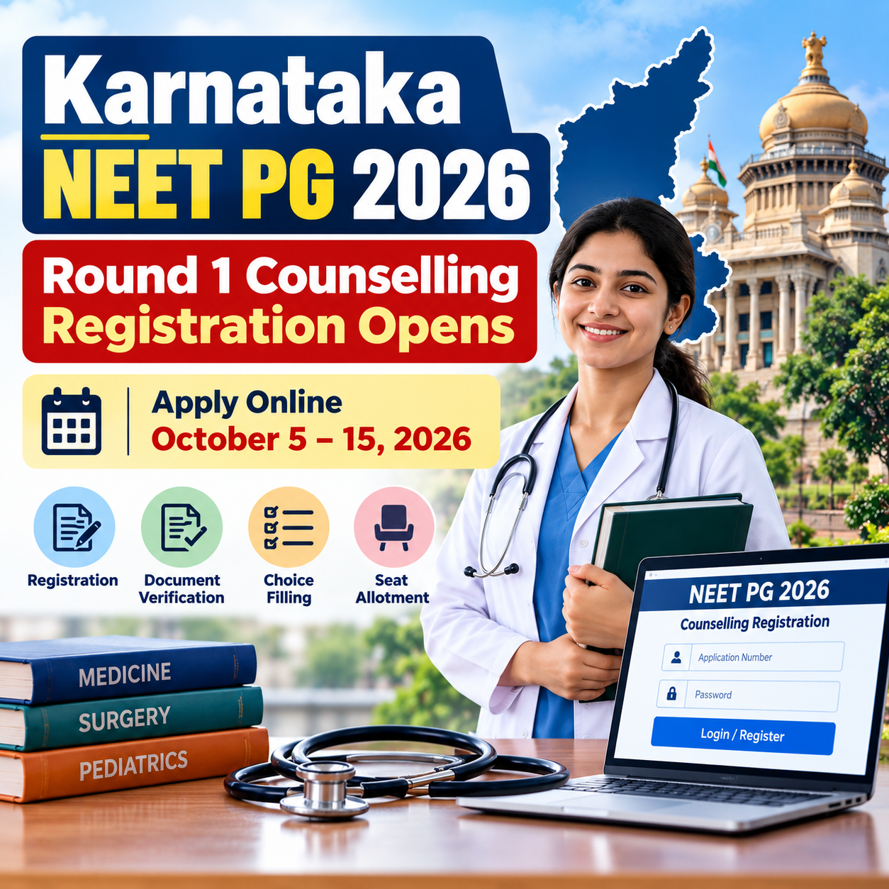 Karnataka NEET PG 2026 Round 1 Counselling Registration Opens – Apply Online