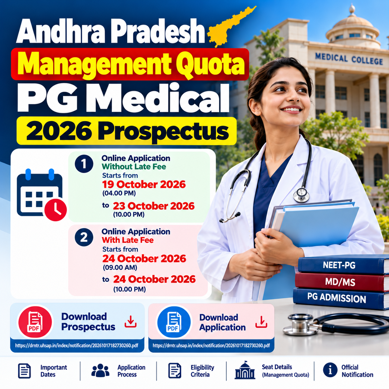 Andhra Pradesh PG Medical Management Quota 2026: Prospectus, Application Dates and Apply Online